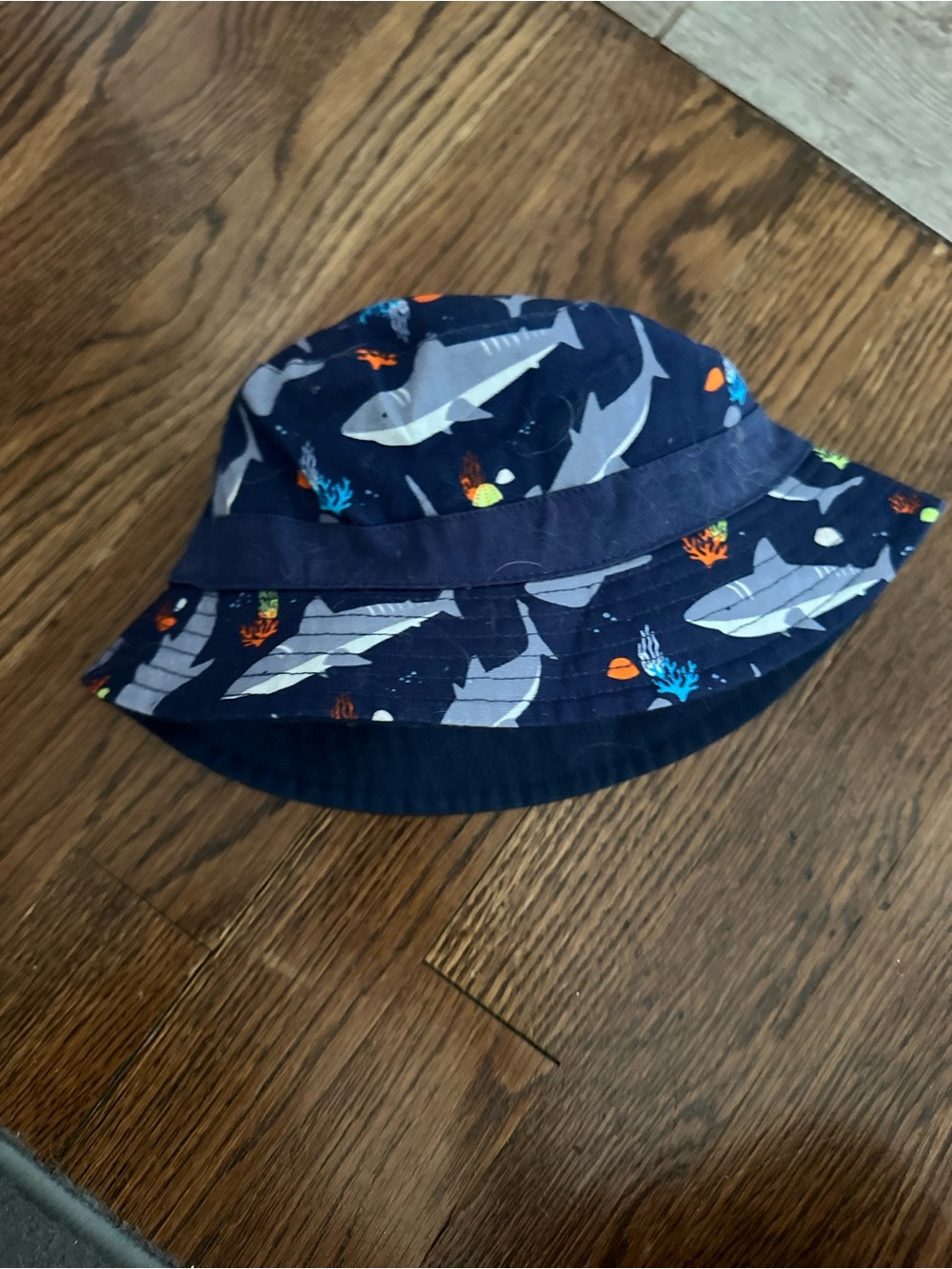 Carter's Navy Shark Print Bucket Hat with Colorful Accents